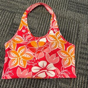 Floral Halter Top in Pink and Orange
